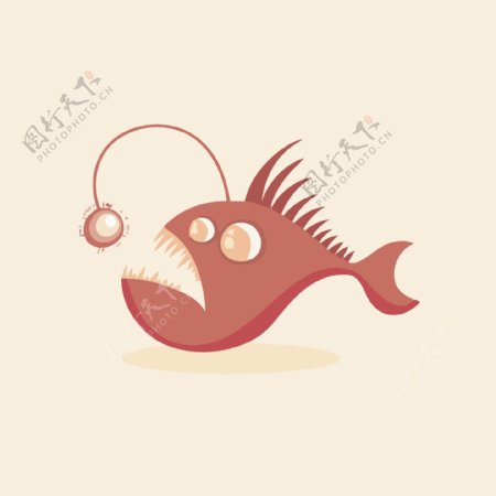 印花矢量图卡通动物猫头灯笼鱼
