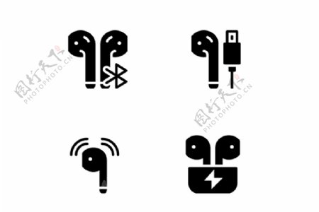 扁平耳机图标icon