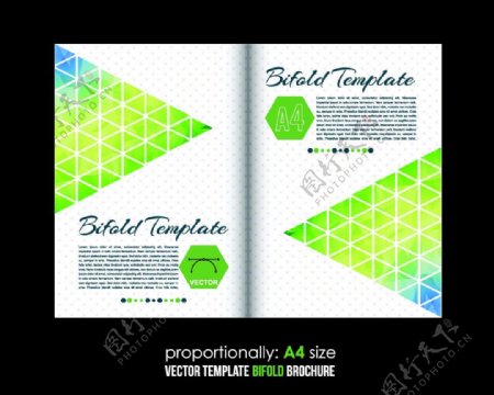 绿色三角形背景画册设计图片