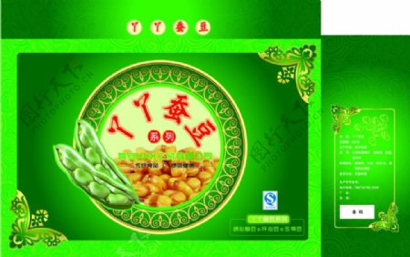 绿色蚕豆食品零食礼盒包装设计
