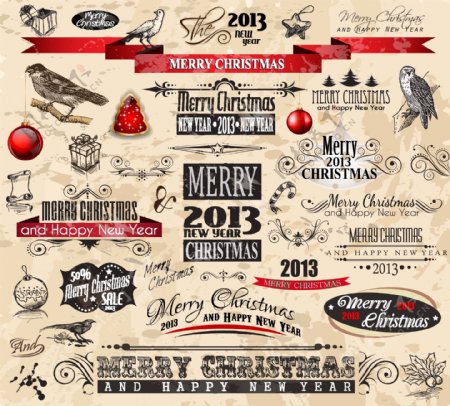 2015欧美创意复古矢量图标素材圣诞节