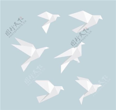 纸鹤纸鸽造型矢量图