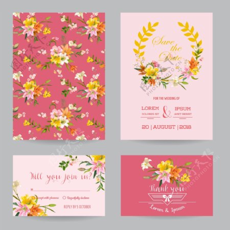 漂亮的粉色花朵卡片矢量源文件