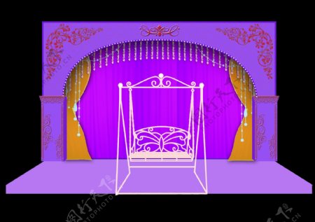紫色婚礼迎宾区带秋千设计图