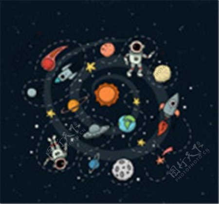 太空和宇航员插画