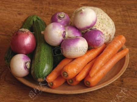 盘子里的各种蔬菜