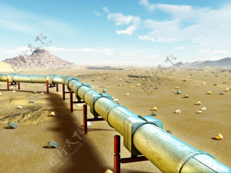 沙漠上的输油管道图片