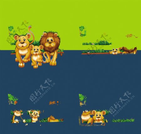 四狮家庭插图相框
