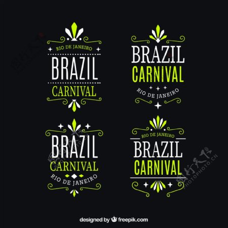 巴西狂欢节矢量文字标签