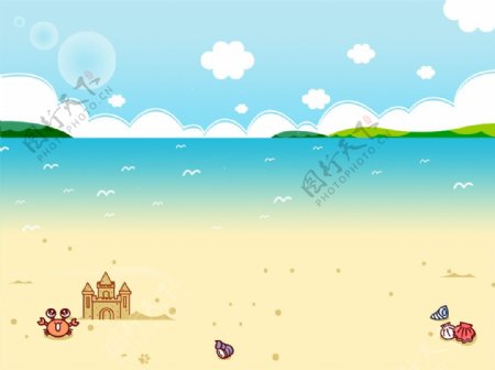 夏季海滩卡通背景