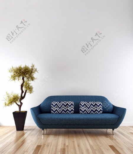 蓝色沙发客厅效果图图片