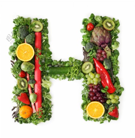 蔬菜水果组成的字母H图片
