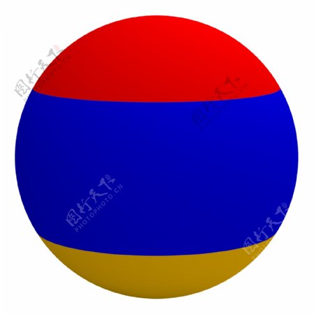 亚美尼亚国旗上的球孤立在白色