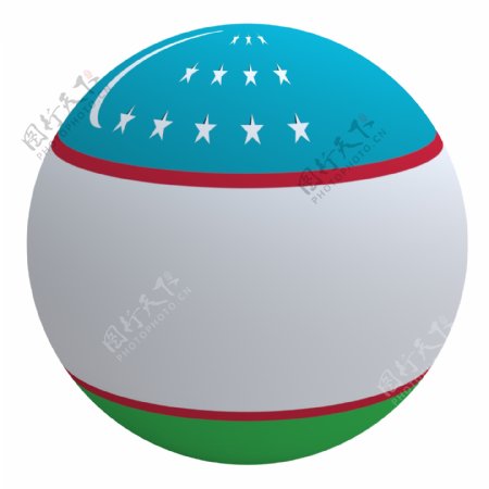 乌兹别克斯坦国旗上的球孤立在白色