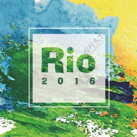 水彩喷溅里约奥运会2016海报图