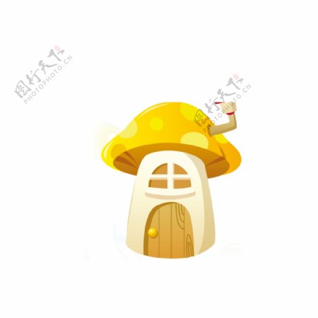 卡通黄色蘑菇房子