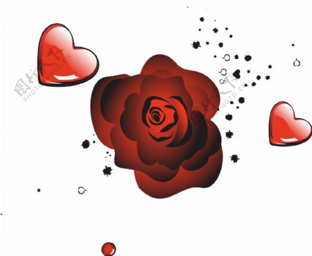 浪漫红色心形花朵背景