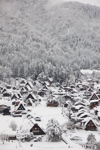日本合掌村雪景