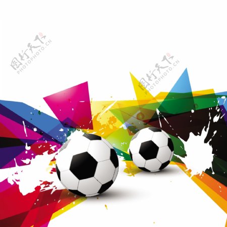 彩色墨迹喷溅与足球