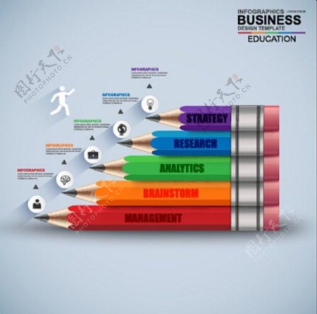 铅笔式商务信息图表设计图
