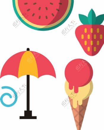 西瓜雨伞冰淇淋