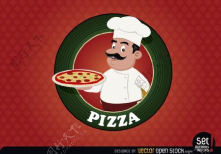厨师比萨标志印章
