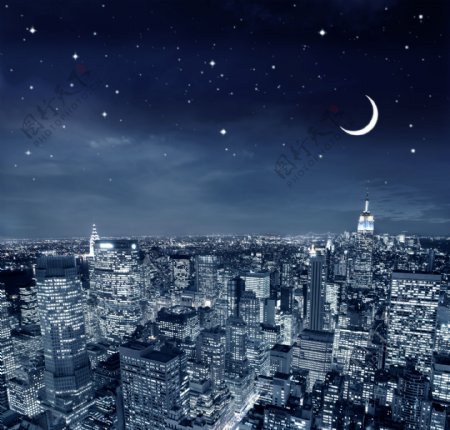 美丽城市夜景星空图片