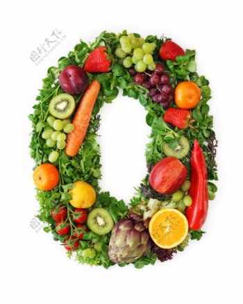 蔬菜水果组成的字母O