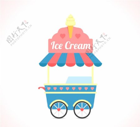 卡通冰淇淋车矢量素材