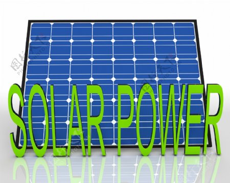 太阳能电池板和功率的文字显示的能量源