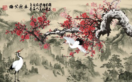 中式风格背景装饰画
