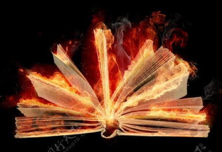 书本与火焰图片