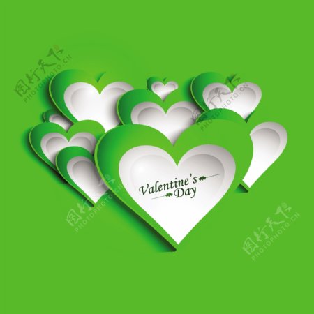 闪亮的绿色卡与美丽的心