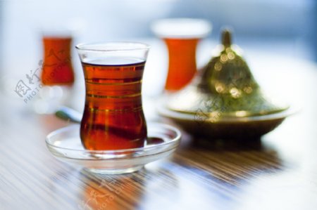 土耳其茶杯摄影图片