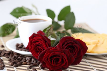 咖啡玫瑰与奶酪图片