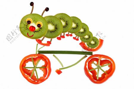 水果拼成的自行车图片