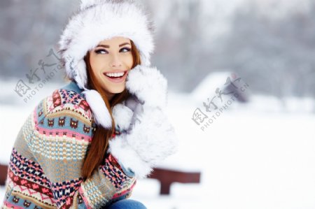 冬天服装模特美女图片