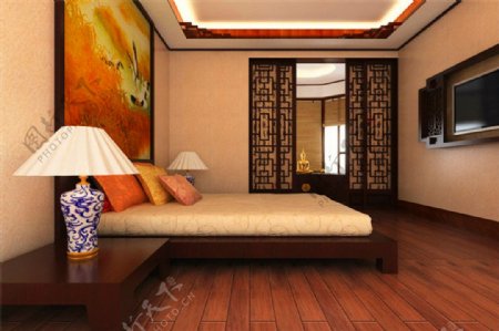 中式风格别墅卧室装修效果图3