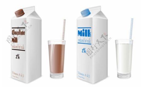 牛奶和牛奶包装盒图片