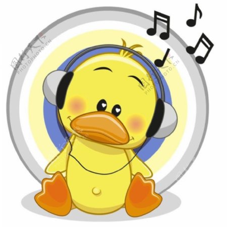 听音乐的卡通鸭子图片