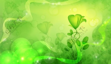 荧光绿色抽象花卉设计