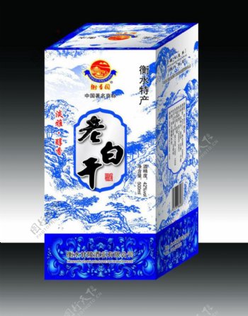 白酒包装图片模板下载山水画酒盒设计蓝色包装白色包装失量图库包装设计广告设计矢量eps