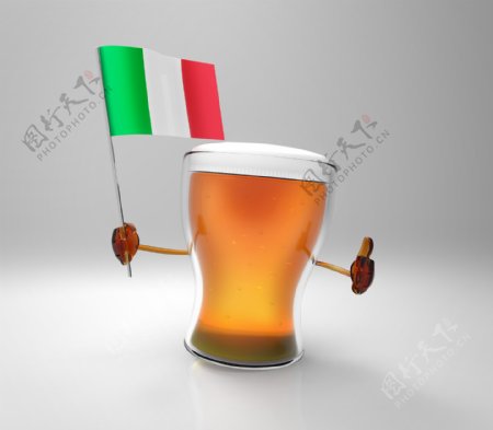 意大利国旗与啤酒图片