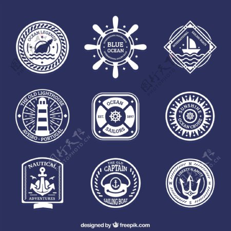 航海元素的徽章收藏