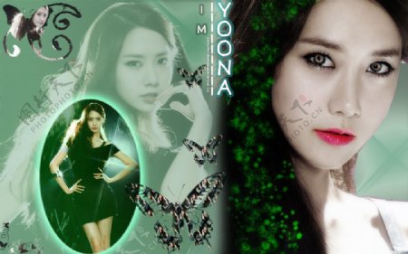 Yoona暗绿色的墙