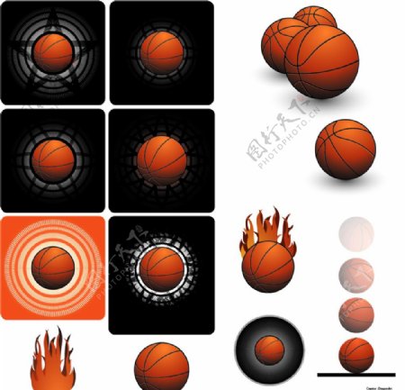 各式风格篮球矢量素材