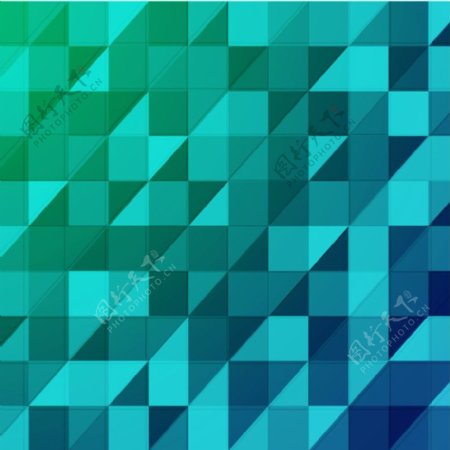 绿色和蓝色色调的几何片背景