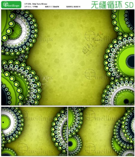 异域风情绿色圆盘图案循环视频素材SD