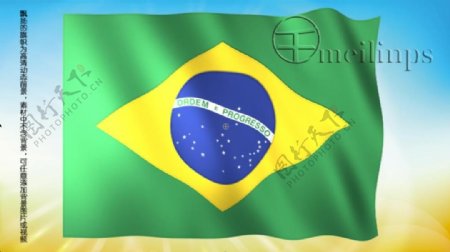 动态前景旗帜飘扬027巴西国旗