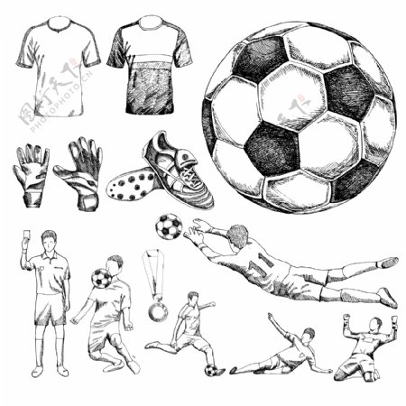 12款手绘足球元素矢量素材